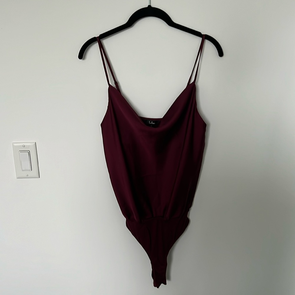 LuLu’s Cowl Neck Bodysuit.